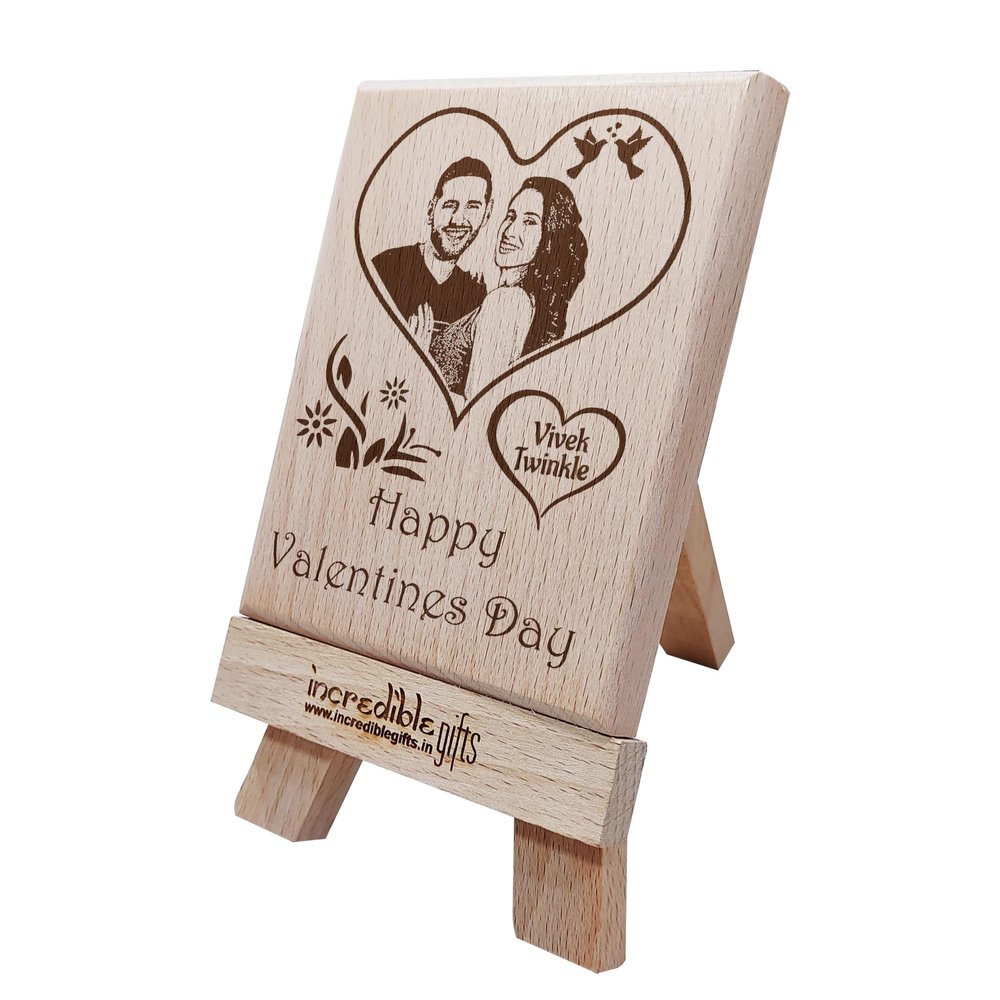 Incredible Gifts India Be My Valentine- Personalised Engraved Plaque Love Gifts For Girlfriend (5x4 inches, Wood, Beige)