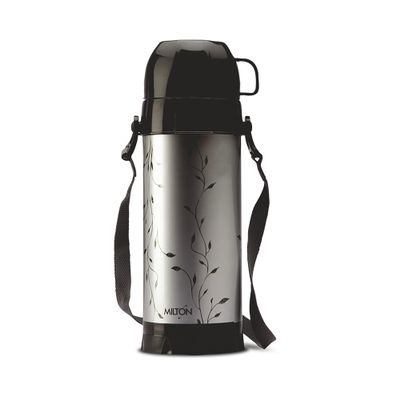 Milton Eiffel 1000 Vacuum Insulated Thermos Flask with Strap to Carry, 910 ml, Long Hours Hot & Cold Water Bottle for Office, Hiking, Trekking, Travel, Black