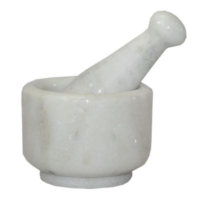 Globalepartner Gep Special 4-inch Marble Mortal and Pestle & Khalbatta for Crushing Grinding Spices