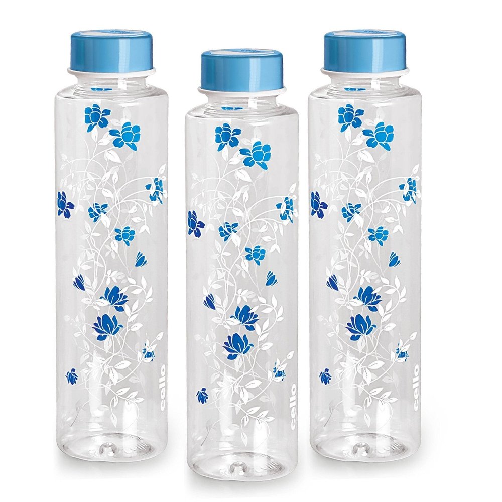 Cello Tulip PET Fridge Bottle Set, 1 Litre, Set of 3, Dark Blue