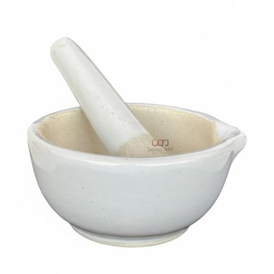 Salvus APP SOLUTIONS Porcelain Mortar & Pestle Set for Kitchen  Durable Kharad/Masher for Grinding & Mixing Herbs & Spices (4.5x2 Inches)