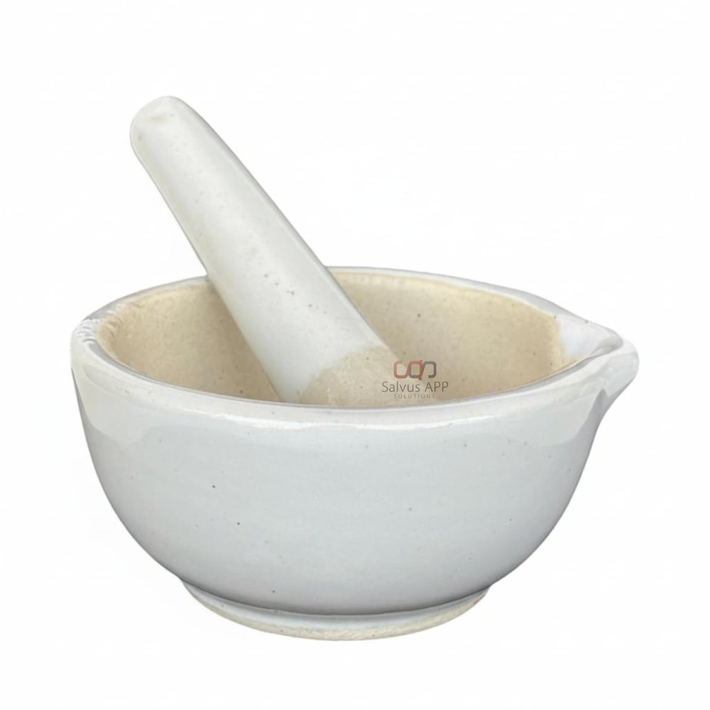 Salvus APP SOLUTIONS Porcelain Mortar & Pestle Set for Kitchen Durable Kharad/Masher for Grinding & Mixing Herbs & Spices (4.5x2 Inches)