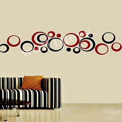 Wall1ders Rings Seven Size, Mirror Stickers for Wall, Acrylic Mirror Wall Decor Sticker, Wall Mirror Stickers, Acrylic Stickers, Wall Stickers for Hall Room, Bed Room, Kitchen. (10 Blue 10 Red)