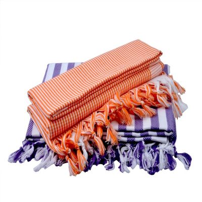 Sathiyas Cotton Bath Towel Pack of 2 (Lavendar, Orange)