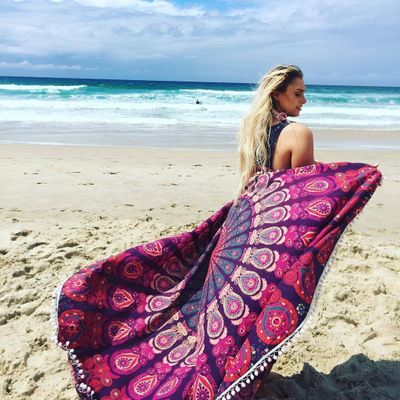 HANDICRAFTOFPINKCITY 72'' Indian Cotton Round Roundie Hippie Beach Throw Boho Yoga Mat Decor Ombre Mandala Tapestry