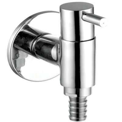 Kamal Full Brass Nozzle Cock Tap with Wall Flange - Sleek | Wall Mounting | Chrome Finish | Elegant Finish, Anti-Corrosive - Silver (Pack of 1)