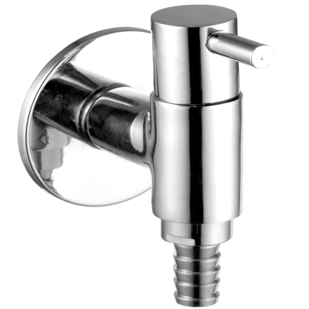 Kamal Full Brass Nozzle Cock Tap with Wall Flange - Sleek | Wall Mounting | Chrome Finish | Elegant Finish, Anti-Corrosive - Silver (Pack of 1)