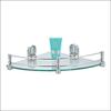 KAMAL Multi-Use Transparent Glass Corner Shelf Eco with Brass Bracket - Corner 12 Inch | for Bathroom, Wall Shelf, Storage Shelf - (Pack of 1) view 1