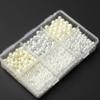 BeadsnFashion 6 Sizes Acrylic Pearl Beads Set - White & Off-White DIY Kit for Jewellery Making, Beading, Arts & Crafts, and Creative Projects view 2