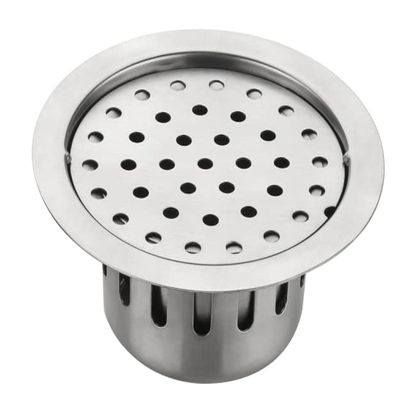 Aquieen Stainless Steel Matte Finish Bathroom Floor Water Drain Grating with Cockroach Trap (Silver, 15.24 x 15.24 x 8.89 cm)