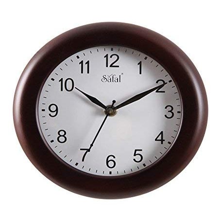 SaFaL Small Kitchen Beauty Abstract Full Figured Round Wooden Wall Clock (Brown, 17.5 cm x 17.5 cm x 5 cm)
