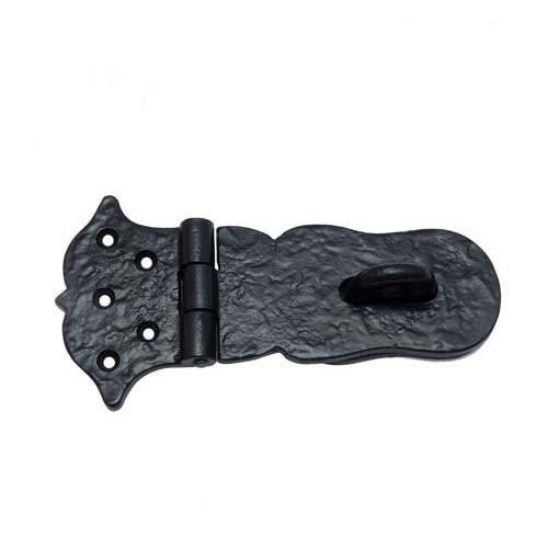Adonai Hardware Paran Heavy Duty Antique Cast Iron Safety Locking Hasp and Staple for Vintage Pirates Treasure Chest, Trunks, Wooden Jewelry Box, (6 Inch x 1 Pack, Matte Black Powder Coated)