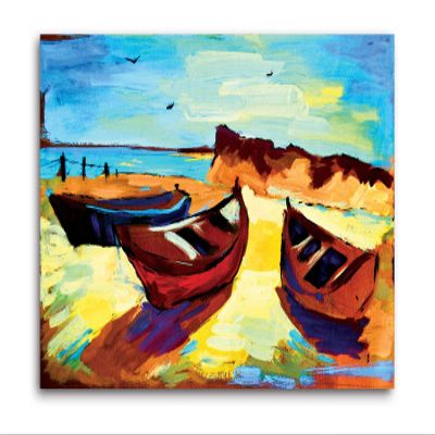 Tamatina Modern Art Canvas Painting | Sunny Day at the Beach| Abstract Art Unframed painting for Home dcor|size - 9X13 Inches.30