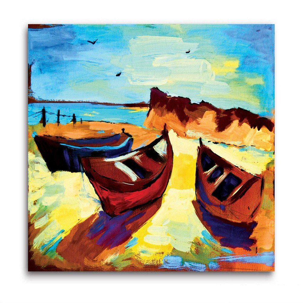Tamatina Modern Art Canvas Painting | Sunny Day at the Beach| Abstract Art Unframed painting for Home dcor|size - 9X13 Inches.30