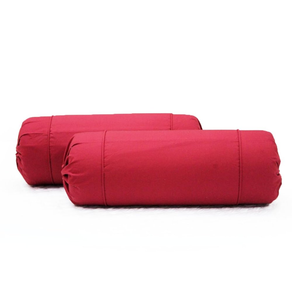 AURAVE Cotton 210 TC Cylinder Long Bolster Cover with Drawstring Closure Soft Breathable Durable Machine Washable Bolster Cover Use for Sofa Bed and Home Dcor Maroon, Set of 2, 15 inch x 30 inch