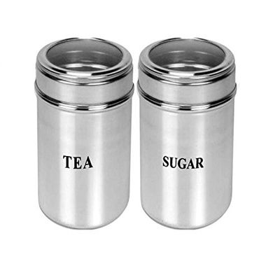 Dynore Set of 2 Tea and Sugar See Through canisters - Size 1L Each