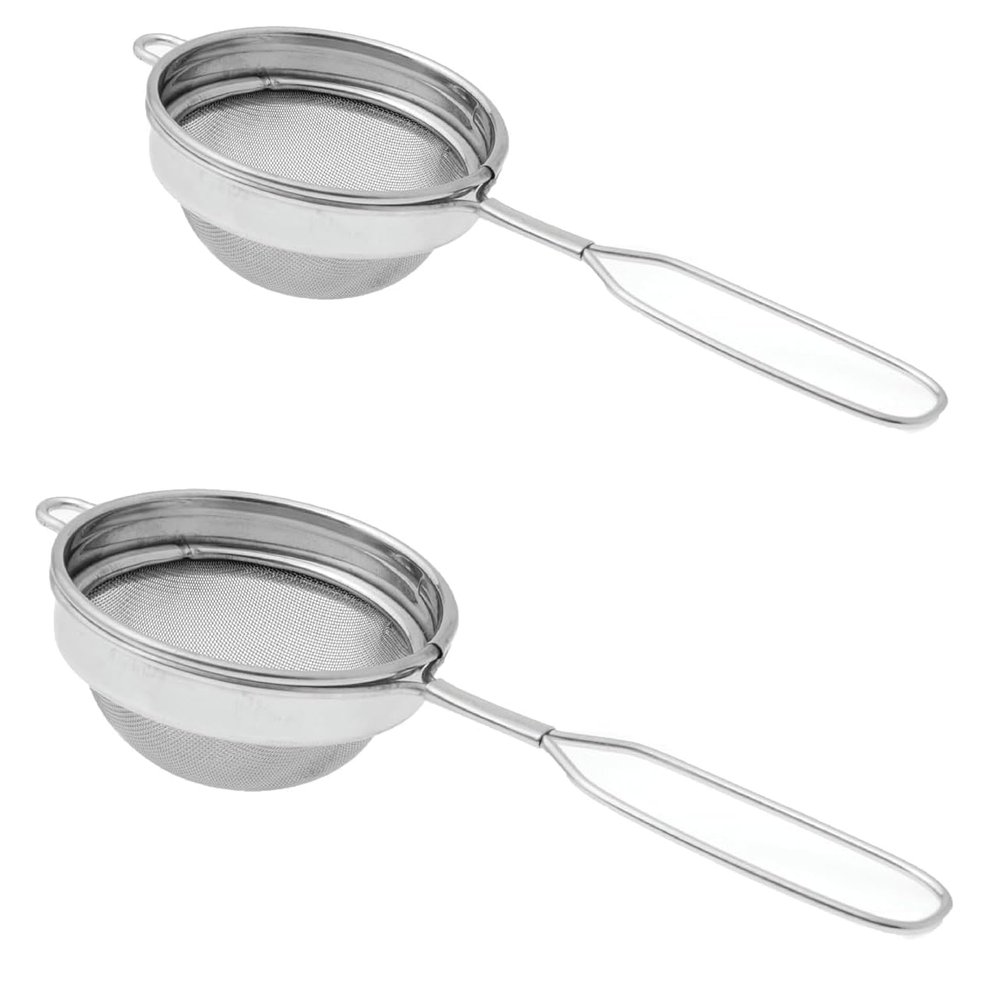 Dynore Stainless Steel Set of 2 Classic Wire Handle Tea Strainer Size 7 and 8