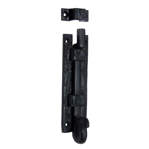 Adonai Hardware Tamar Antique Iron Door Necked Bolt (6 Inch x 1pack, Black Powder Coated)