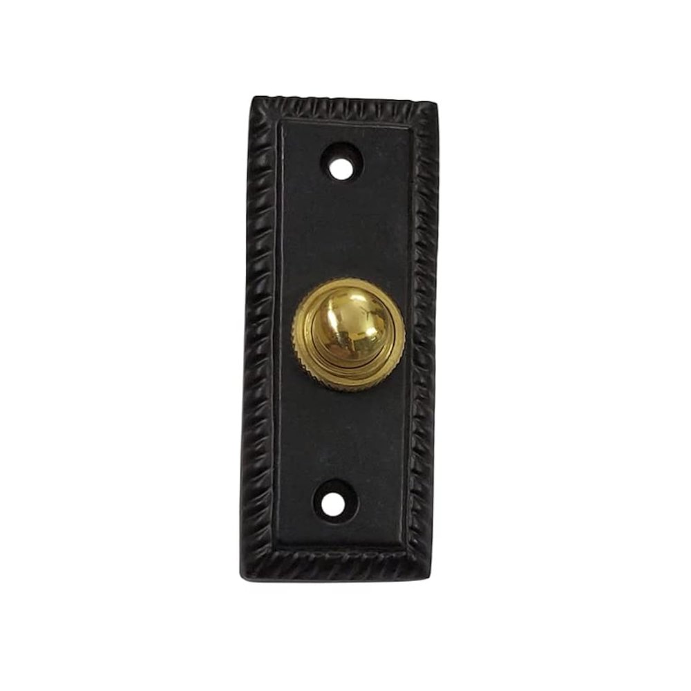 Adonai Hardware Rectangular Georgian Iron Bell Push or Door Bell or Push Button- Black Powder Coated (84 x 34 x 18 mm)