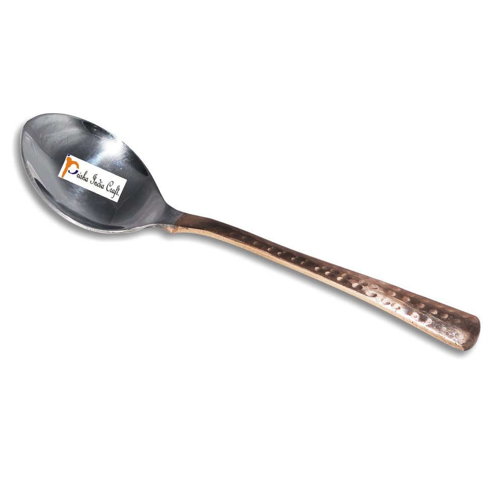 Prisha India Craft Hammered Design Steel Copper Table Spoon, 7.00 Inch