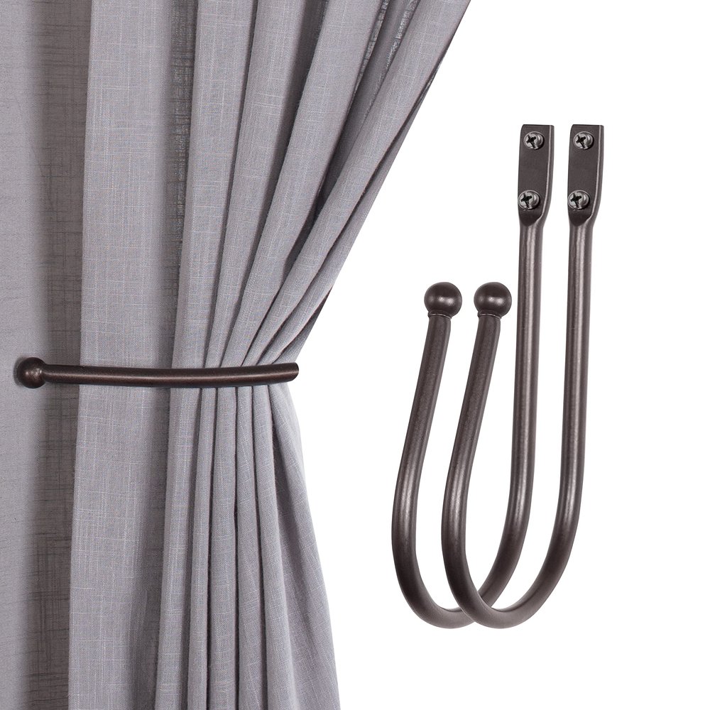 Deco Window 2 Pcs Curtain Holdback for Curtains Wall Mounted Metal Drapery Hook for Door Window Treatment-Spin Medallion(Brown)