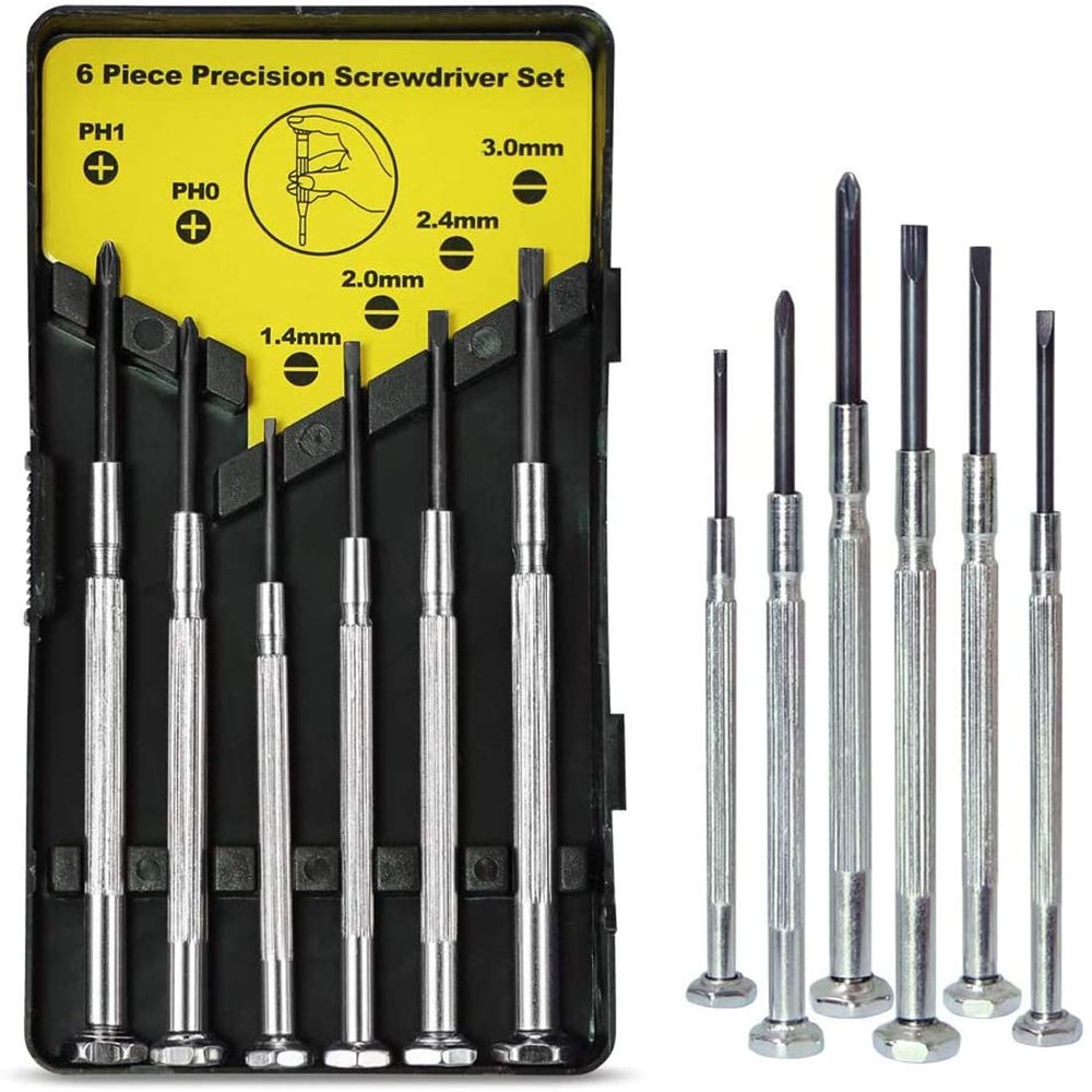 DIY Crafts DNo#6, Multi Kit, Precision Screwdriver Set (SET OF 6 WITH CASE) Flathead & Philips in 6 Different Sizes - Perfect Mini Screwdriver Bits for Jewelry Repair, Watch Repai (DNo#6, Multi Kit)