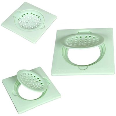 SHRUTI PVC 6" x 6" Cockroach Jali, Gutter Jali, Drain Water Out Let,Floor Jali with Filter Cup Set - Green(1271,1272)