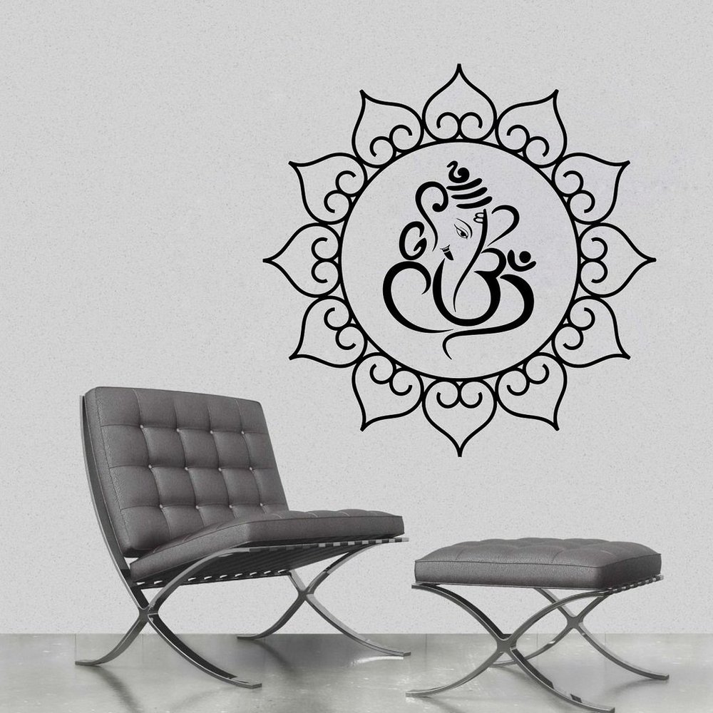 Decor Villa PVC Vinyl Lord Ganesh 3D Big Size Wall Sticker for Main Door, Size: 58 CM X 58 CM, White, Set of 1