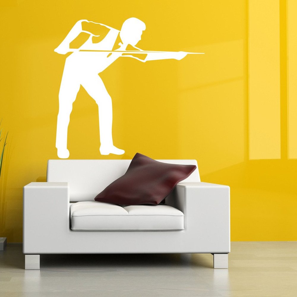 Decor Villa Playing Snooker Wall Sticker & Decal (PVC Vinyl,Size -63 cm x 58 cm)