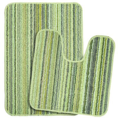 Saral Home Microfiber Bathmat with Contour Set -(Green, 40X60 CM)