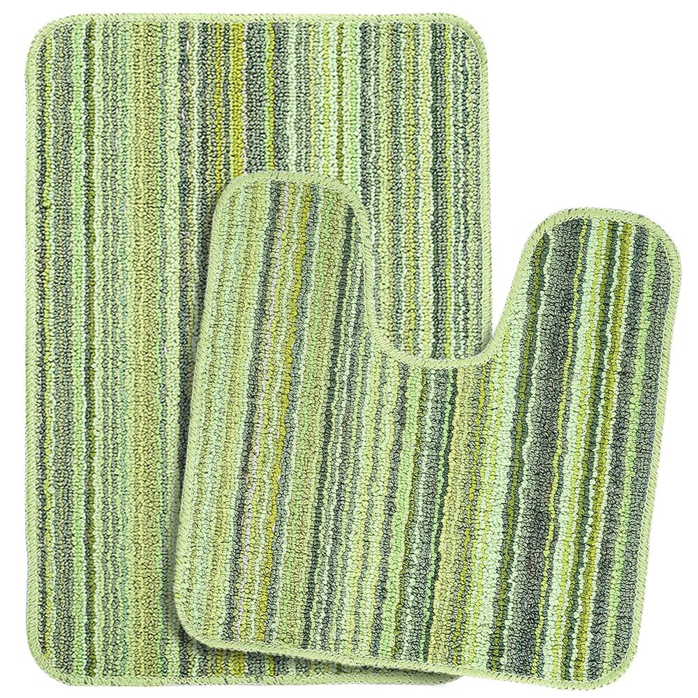 Saral Home Microfiber Bathmat with Contour Set -(Green, 40X60 CM)
