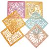 PRANSUNITA Ready to Draw Rangoli Making Plastic Stencils for Diwali, Pongal, Weddings Decorations Size 8 x 8 inch (Square)  Pack of 6 pcs - Heavy Duty Reusable Traditional Stencils view 1