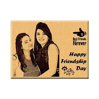Incredible Gifts India Personalized Wooden Engraved Rectangular Wall Mount Photo Frame Gifts for Best Friend (5x4 inches, Beige)