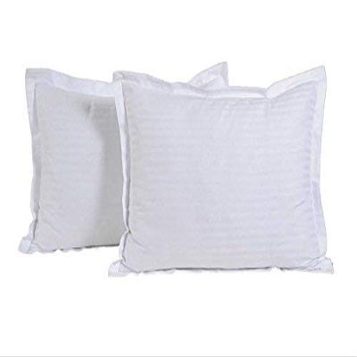Belive-Me Cotton Striped 2 Pieces White Pillow Cover Set (White, 17 x 27 inch)