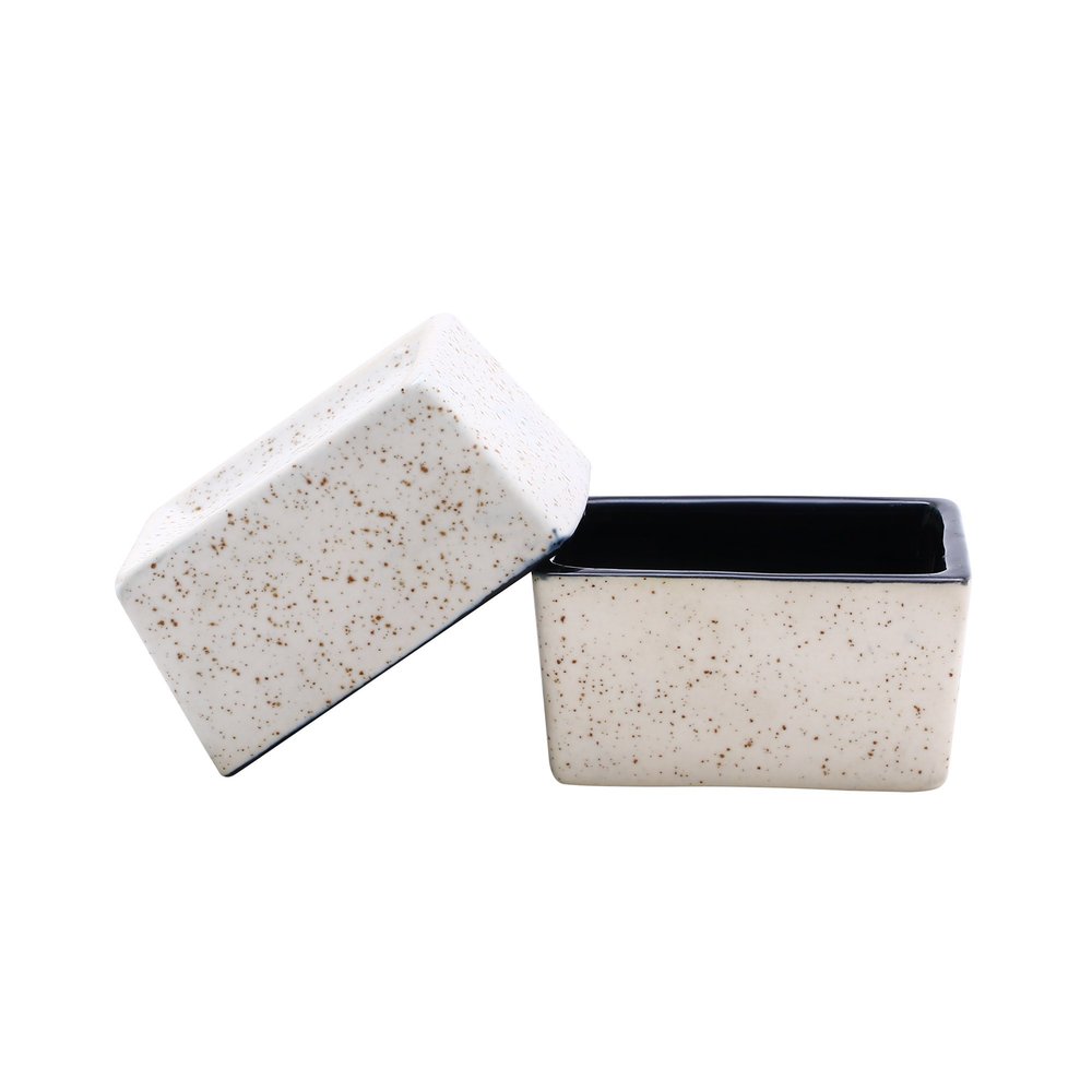 Caffeine Ceramic Stonewear Handmade Dual-Glazed Cream and Black Dip & Sauce (Set of 2, 40ml) (Microwave & Dishwasher Safe)