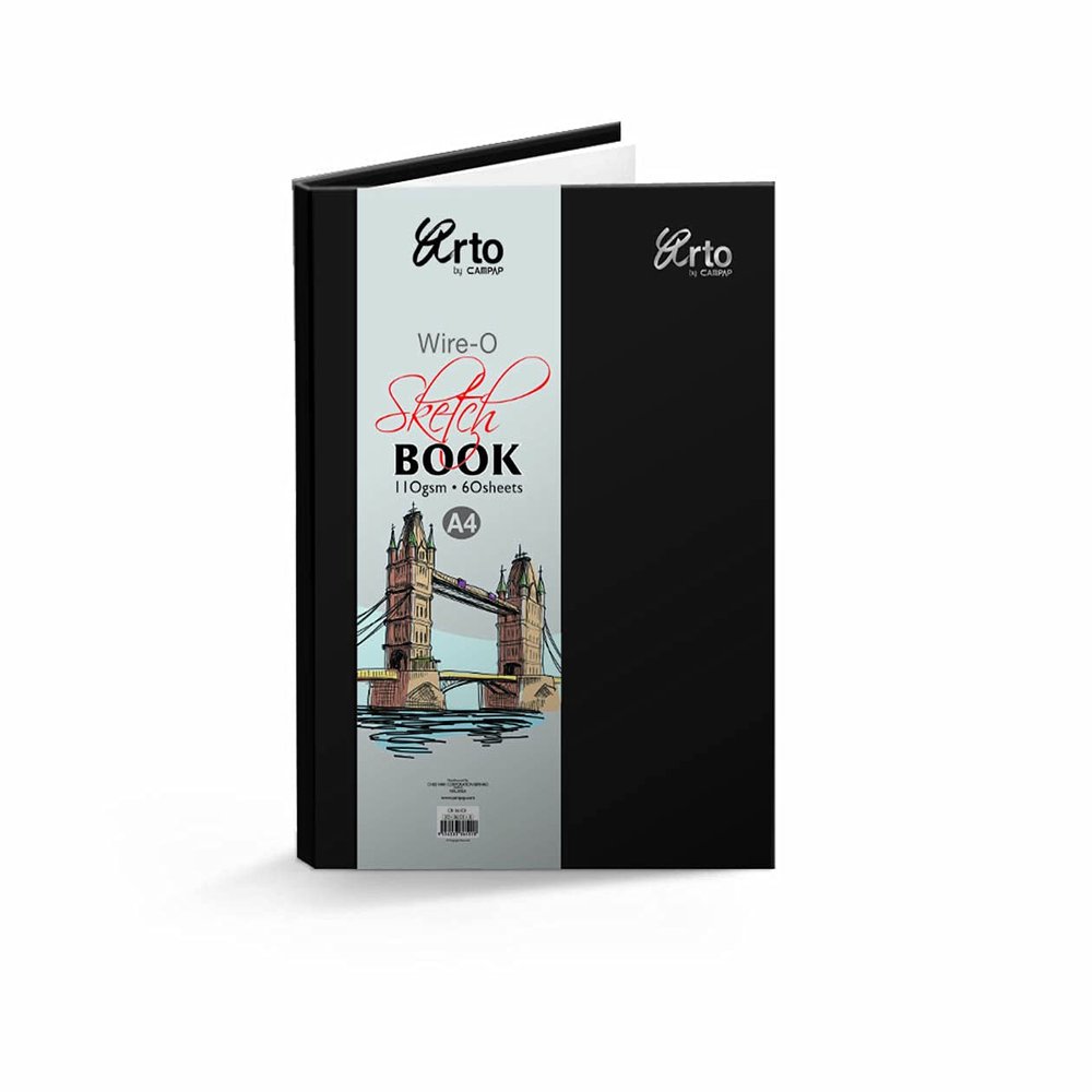 Arto Wire-o Hard Cover Sketch Book - 110 GSM - A4+ Size (60 Sheets)