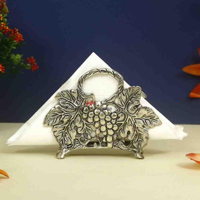 Handicrafts Paradise Fruits Pattern Aluminium Metal Napkin Holder (15.3 cm x 5.1 cm x 10.2 cm)