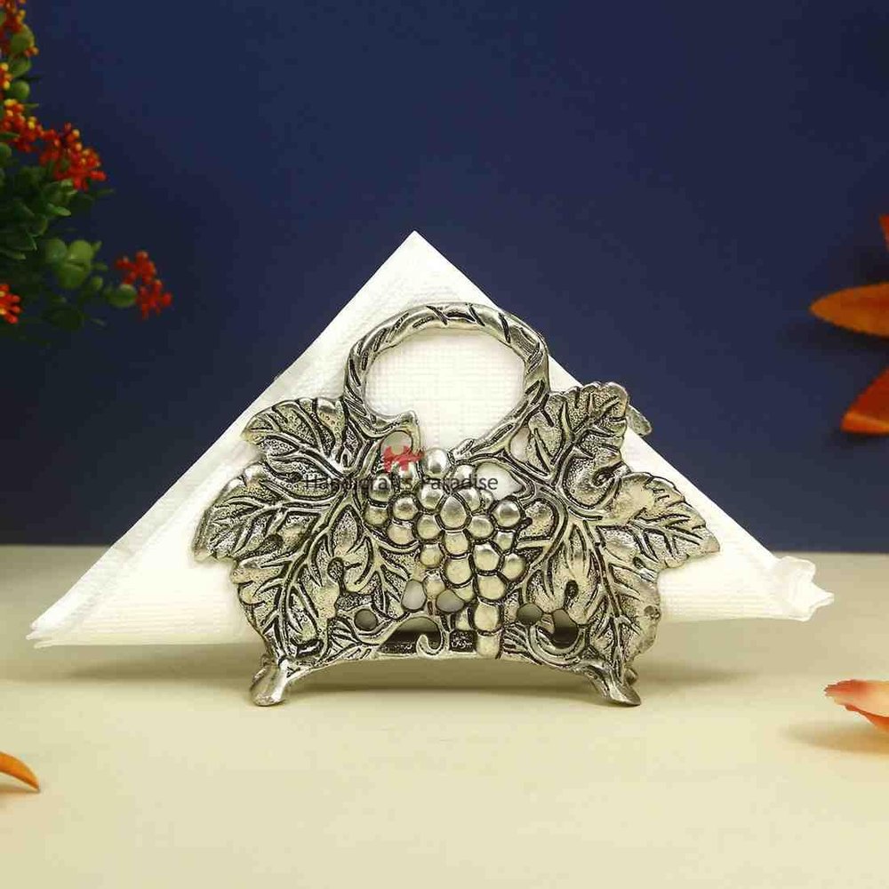 Handicrafts Paradise Fruits Pattern Aluminium Metal Napkin Holder (15.3 cm x 5.1 cm x 10.2 cm)