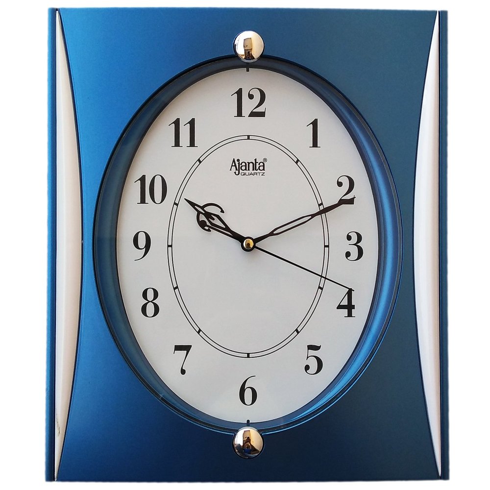 Ajanta Plastic Step Movement Wall Clock (Blue, 28 cm x 24 cm)