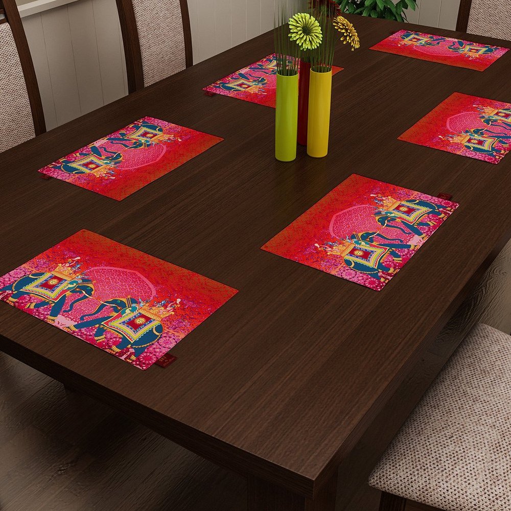 SEJ by Nisha Gupta Table Mats Set of 2 (12X18 Inches) Printed Table Placemats 2 Pieces | Table Mate for Dining Table Placemats | Home & Kitchen Placemats Table Mats | Washable Place Mat-Easy to Clean