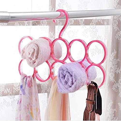 Evana Single Piece 10-Circle Plastic Ring Hanger for Scarf, Shawl, Tie, Belt, Closet Accessory Wardrobe Organizer (Color as Available)