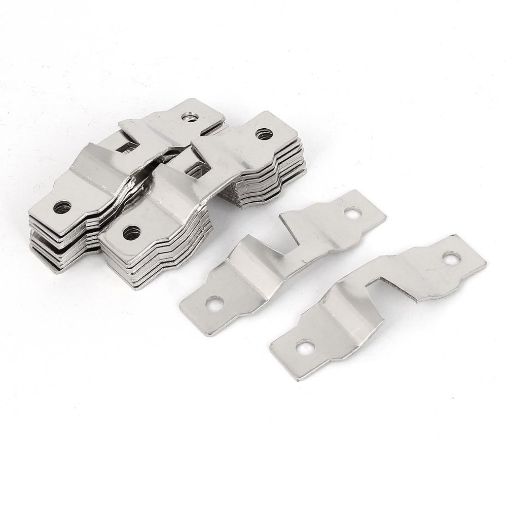 Metal Double Hole Photo Picture Frame Hanging Hooks Hangers - Pack of 20 Pieces, Metal, 52mm x 15mm, Silver Tone