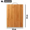 HOKIPO Bamboo Wooden Chopping Board with Handle - Large - 34 x 24 x 1.8 cm view 2