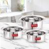 HAZEL Stainless Steel Tope Set of 3 | Flat Bottom Bhagona for Boiling & Multipurpose Cooking | 300 ml, 500 ml & 800 ml Utensils Set for Kitchen view 1