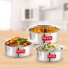 HAZEL Stainless Steel Tope Set of 3 | Flat Bottom Bhagona for Boiling & Multipurpose Cooking | 300 ml, 500 ml & 800 ml Utensils Set for Kitchen view 2