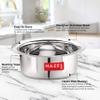 HAZEL Stainless Steel Tope Set of 3 | Flat Bottom Bhagona for Boiling & Multipurpose Cooking | 300 ml, 500 ml & 800 ml Utensils Set for Kitchen view 4