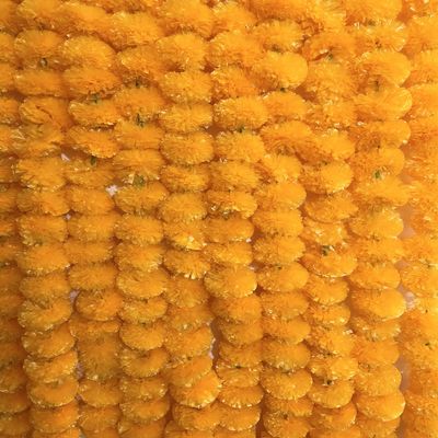 Sphinx Artificial Marigold Fluffy Flowers Garlands for Decoration - Pack of 5 (Light Orange), 140 CM