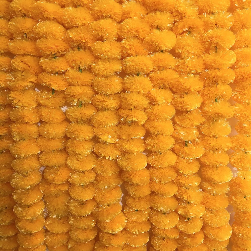 Sphinx Artificial Marigold Fluffy Flowers Garlands for Decoration - Pack of 5 (Light Orange), 140 CM