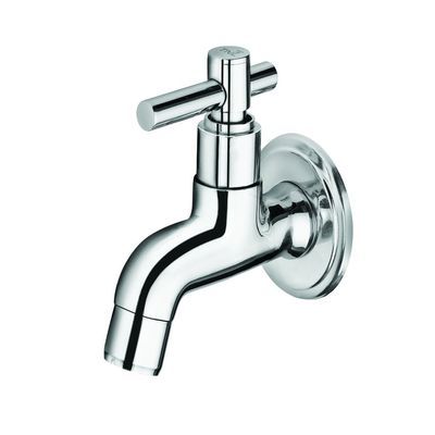 TNL Nick Short Body Quarter Turn Brass Bib Cock C.P Fittings Bib Tap with Water Saving Aerator Foam Flow System (Chrome Finish)