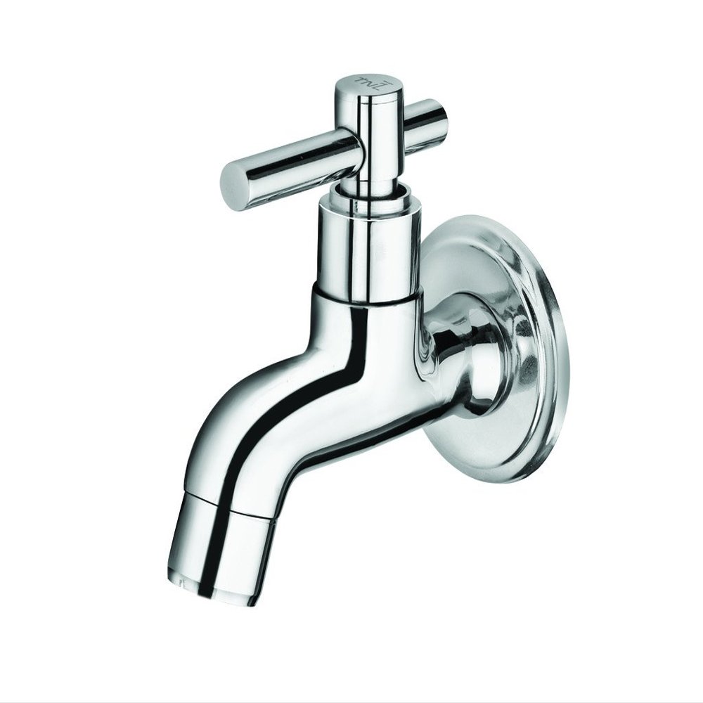 TNL Nick Short Body Quarter Turn Brass Bib Cock C.P Fittings Bib Tap with Water Saving Aerator Foam Flow System (Chrome Finish)